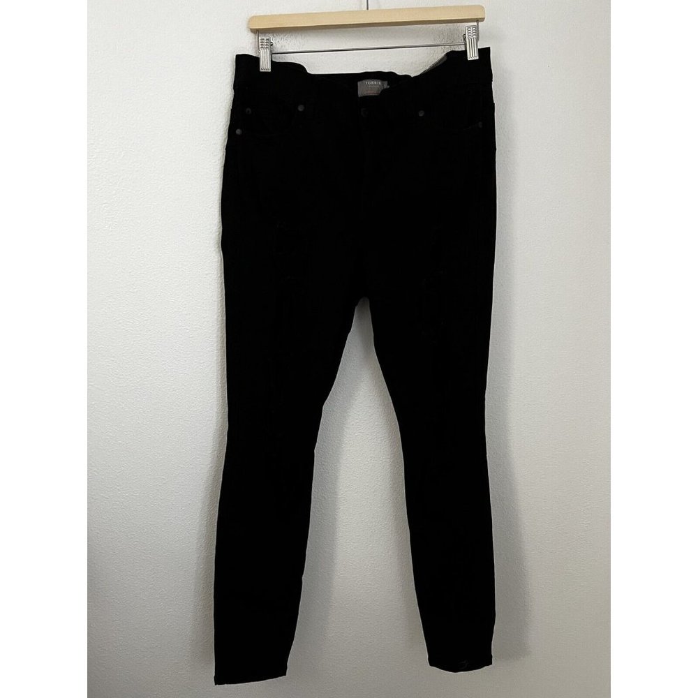 Torrid Bombshell Skinny Jeans Black Distressed Size 16 New High Rise